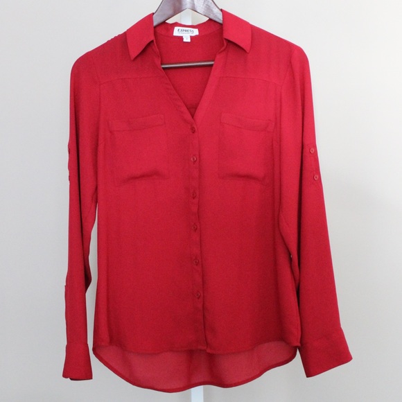 Express Deep Red Portofini Shirt - Picture 2 of 4